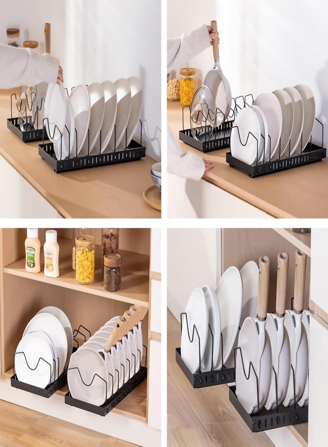 Livzing Pan & Pot Organizer Rack for Cabinet - Stainless Steel Adjustable Sliding Kitchen Rack for Frying Pan, Plate, Lids - Under Cabinet Storage for Modular Kitchen - Expandable Cookware Organizer - Image 5